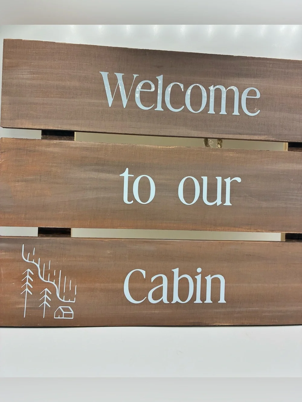Welcome to Our Cabin Wooden Wall Sign - Brown & Gray - Picture 2 of 4